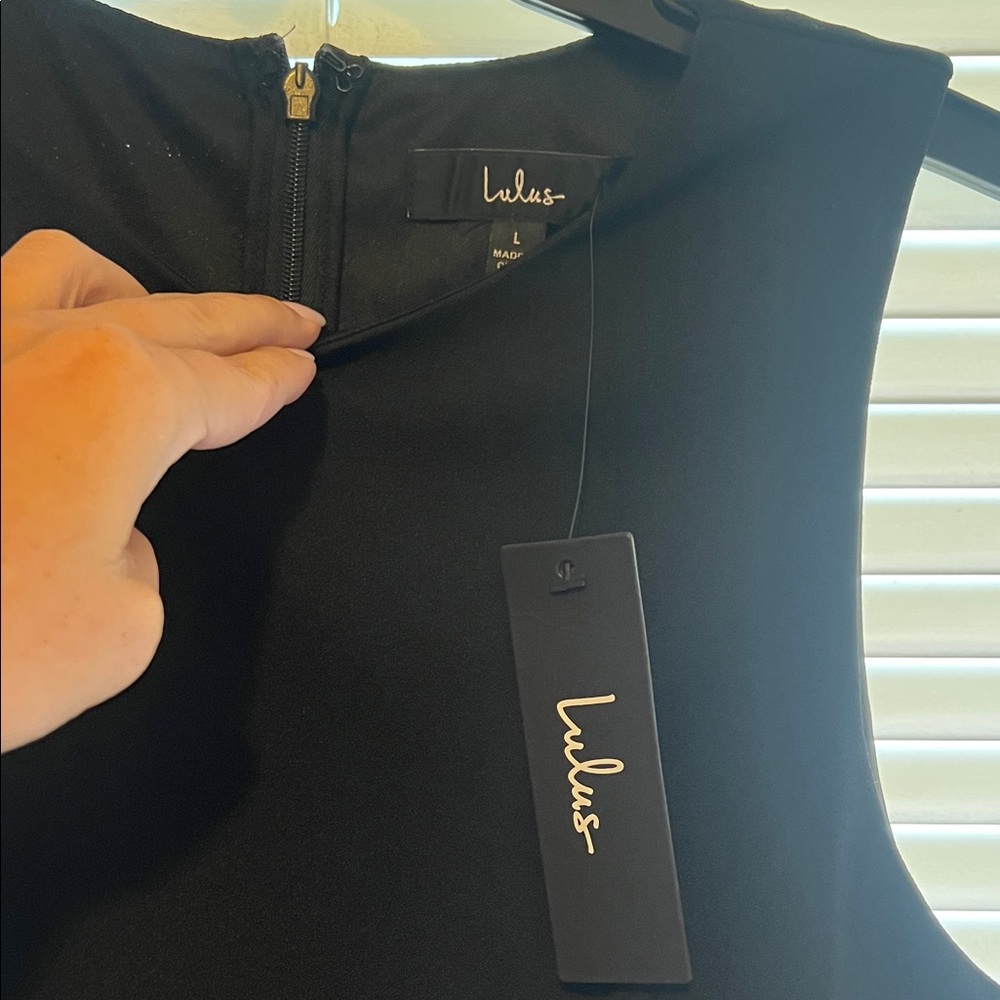 Lulu's Black Dress with Sheer Waist Detail - Picture 3 of 4